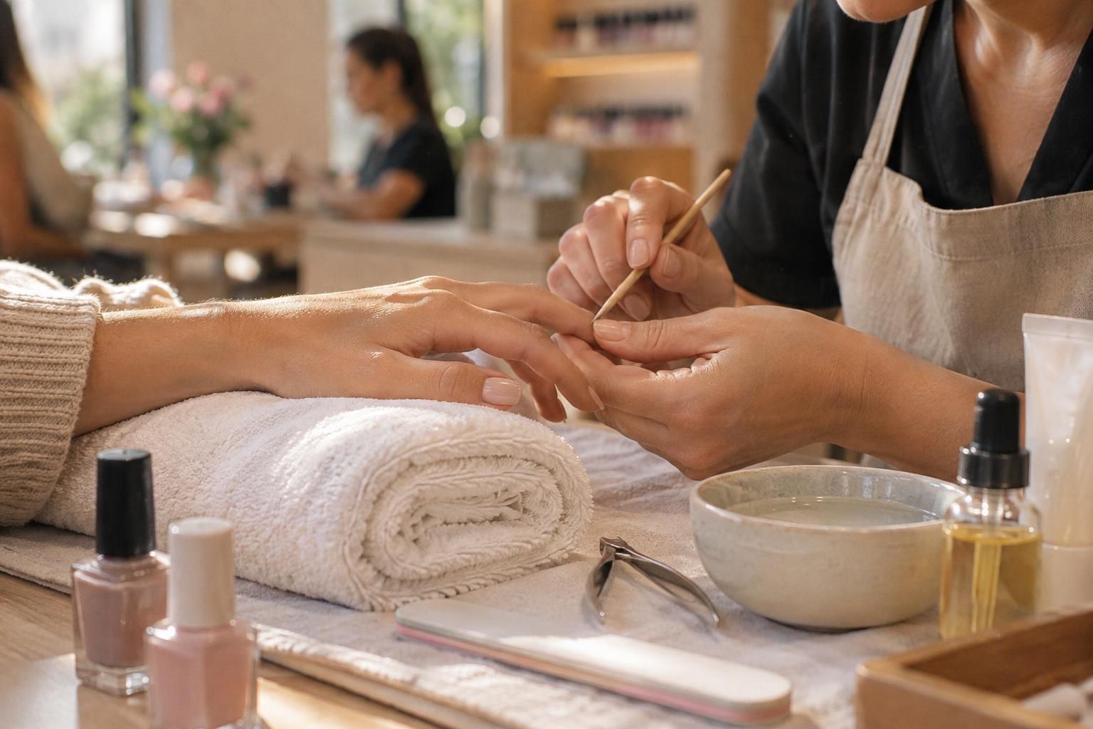découvrez ce qu’inclut une manucure complète : mise en forme des ongles, soin des cuticules, hydratation et pose de vernis.